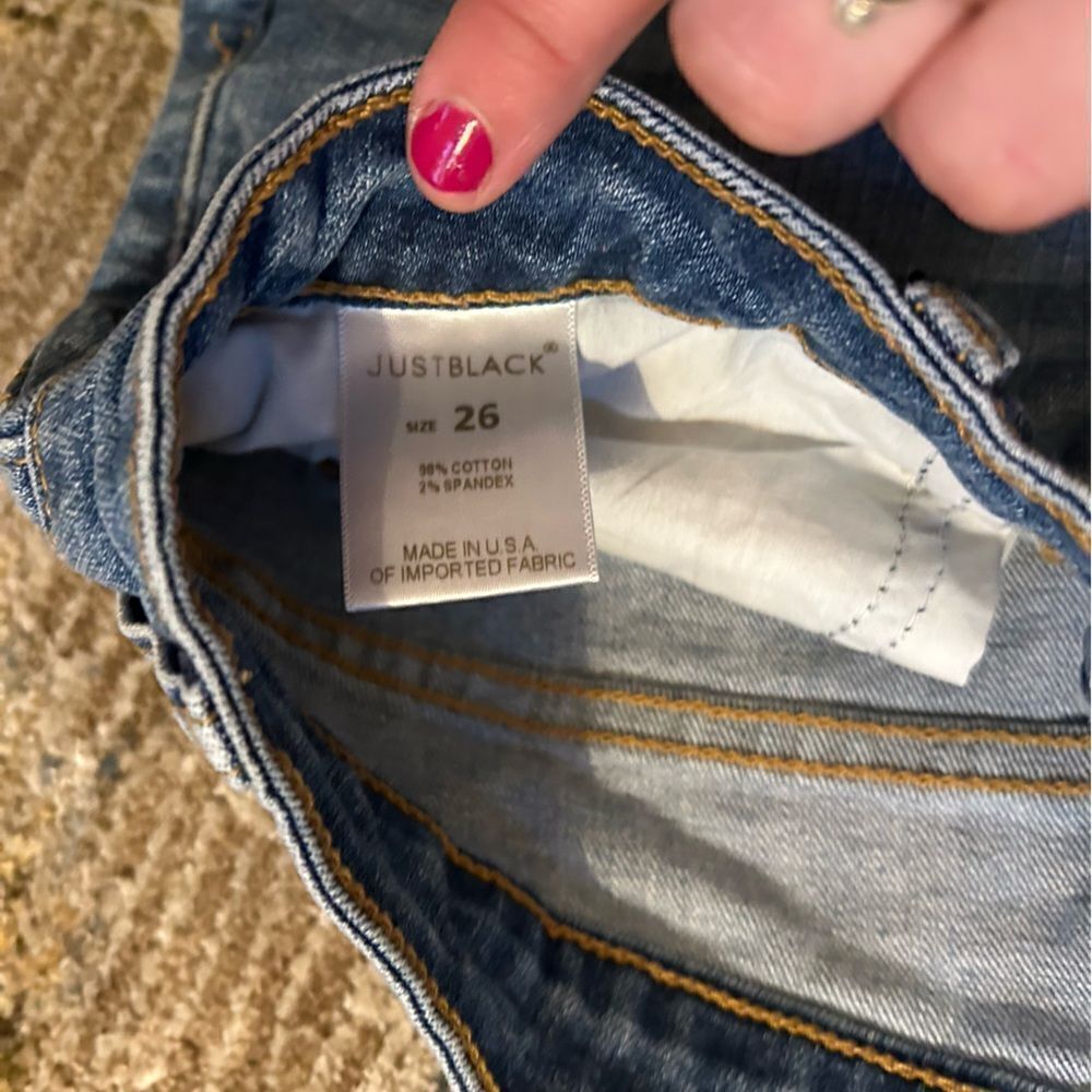 Just Black Blue Jean Shorts Vintage Cut-Off Style - Picture 3 of 5